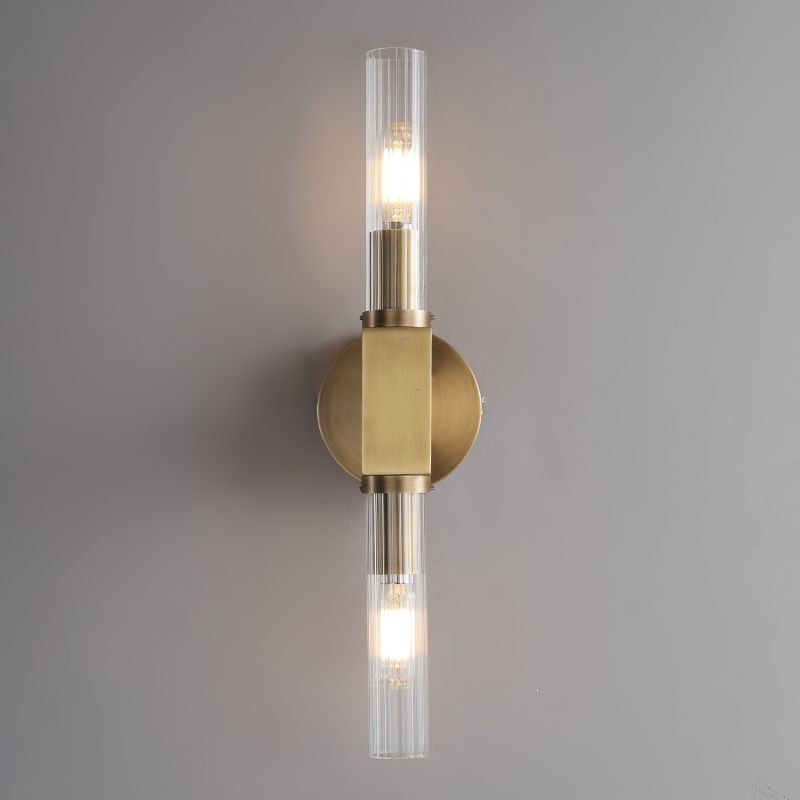 Glass Cylinder Wall Sconce with Brass or Nickel Finish – Single, Double & Linear Mount for Modern Interiors