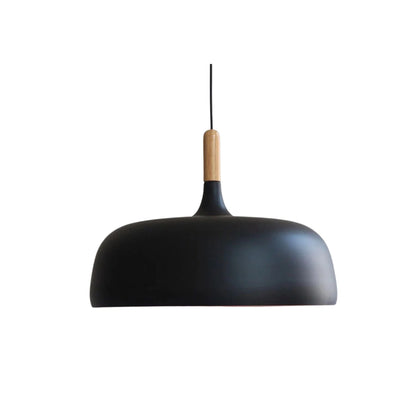 Hanging Ceiling Fixture Metal Wood 12.6 Inch Black Island Dining Kitchen Minimalist Modern Japandi Style Overhead Drop Lamp E27 Socket