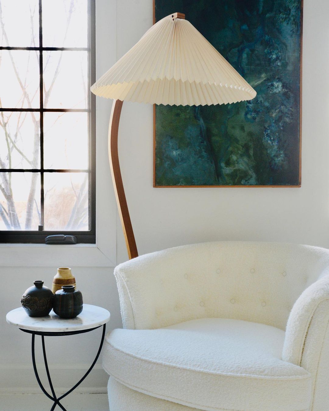 Arched Wood Reading Lamp with Fabric Shade 59 in Tall Modern Over-Sofa Light Natural Finish for Living Rooms Bedrooms Minimalist Standing La