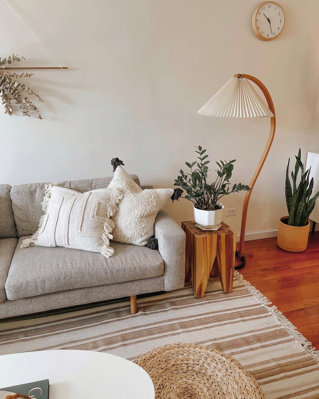 Arched Wood Reading Lamp with Fabric Shade 59 in Tall Modern Over-Sofa Light Natural Finish for Living Rooms Bedrooms Minimalist Standing La