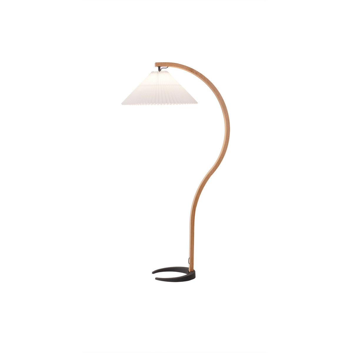 Arched Wood Reading Lamp with Fabric Shade 59 in Tall Modern Over-Sofa Light Natural Finish for Living Rooms Bedrooms Minimalist Standing La