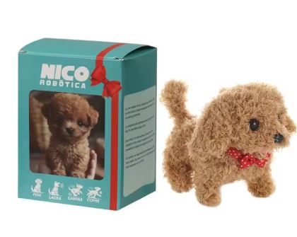 Battery-Powered Animated Plush Puppy Toy Walks Barks Wags Tail Realistic Movement Interactive Dog for Kids Brown White
