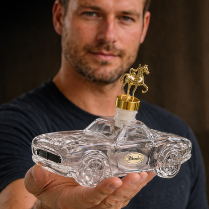 Vintage Car Whiskey Decanter – Classic Automobile Glass Bottle with Cork Stopper for Bourbon, Scotch & Spirits – Handcrafted Barware Gift