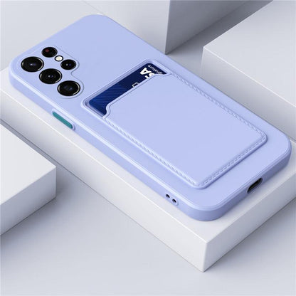 Silicone Phone Case with Built-In Card Slot for Samsung Galaxy – Shockproof Protection, Anti-Fingerprint Finish, Holds 2 Cards