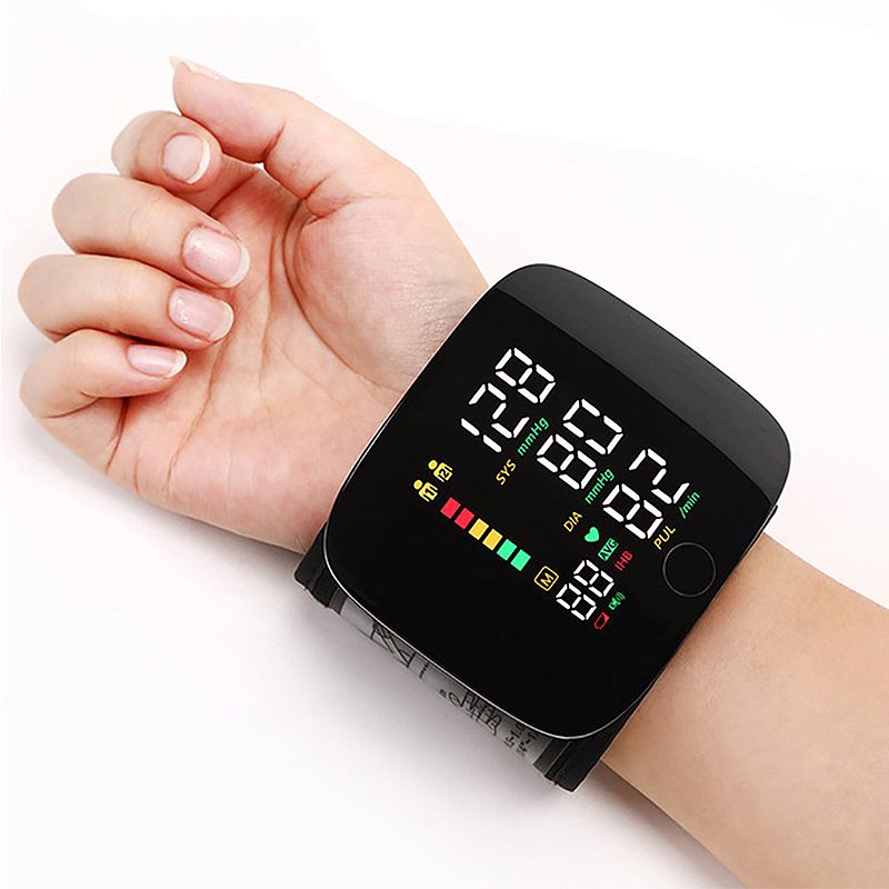 Rechargeable Wrist Blood Pressure Cuff with Voice Readout & LCD Display for Home Health Tracking