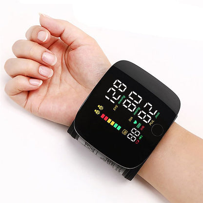 Rechargeable Wrist Blood Pressure Cuff with Voice Readout & LCD Display for Home Health Tracking