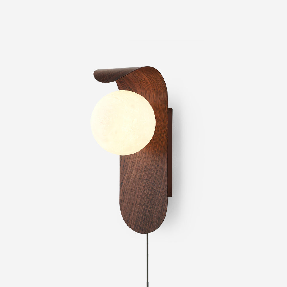 Plug-In Sconce with Frosted Globe and Wood Accent – 10 Inch Height for Bedroom Bathroom Hallway – G9 Socket Dimmable Fixture – Natural or Wa