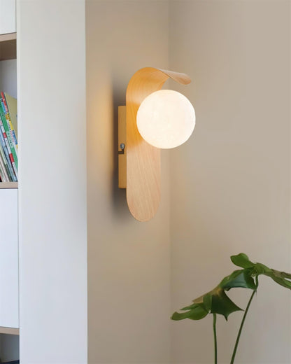 Plug-In Sconce with Frosted Globe and Wood Accent – 10 Inch Height for Bedroom Bathroom Hallway – G9 Socket Dimmable Fixture – Natural or Wa
