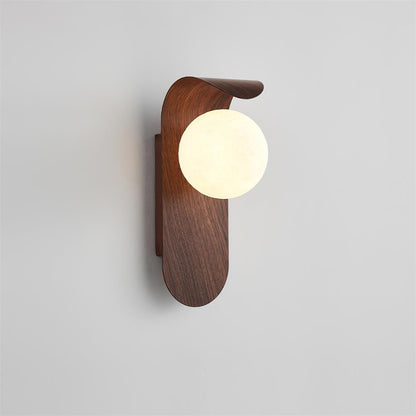 Spherical Sconce with Timber Accent – Frosted Orb Fixture for Bathrooms, Hallways & Bedrooms – Dimmable G9 Base