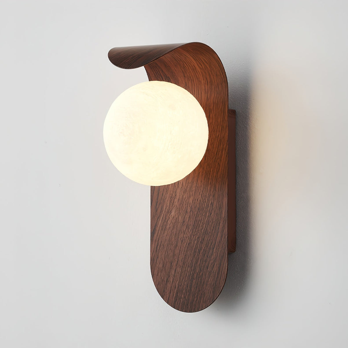 Spherical Sconce with Timber Accent – Frosted Orb Fixture for Bathrooms, Hallways & Bedrooms – Dimmable G9 Base