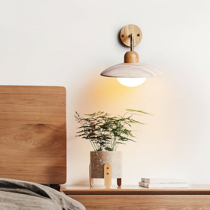 Curved Stone Sconce with Mixed-Material Arm for Bedside & Bath Vanity Reading Light Warm Organic Bedroom Hallway Entryway Accent