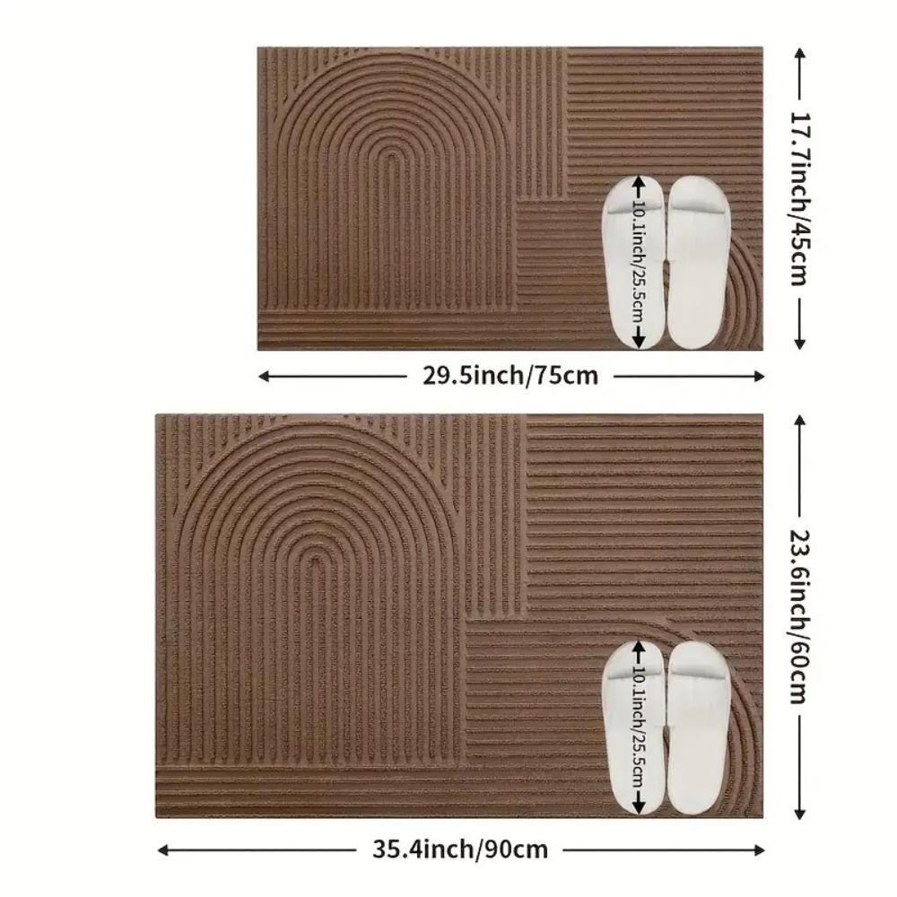 Ribbed Microfiber Entry Mat with Water & Dirt Trap – Curved Stripe Hallway Runner for Doorways & Patios