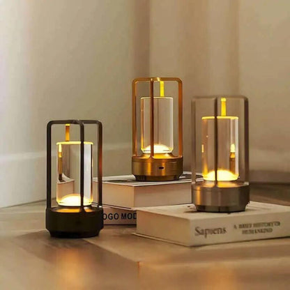 Casa Nordic | Crystal Lantern Table Lamp with Adjustable Brightness | Stylish Portable Lighting for Home & Outdoor