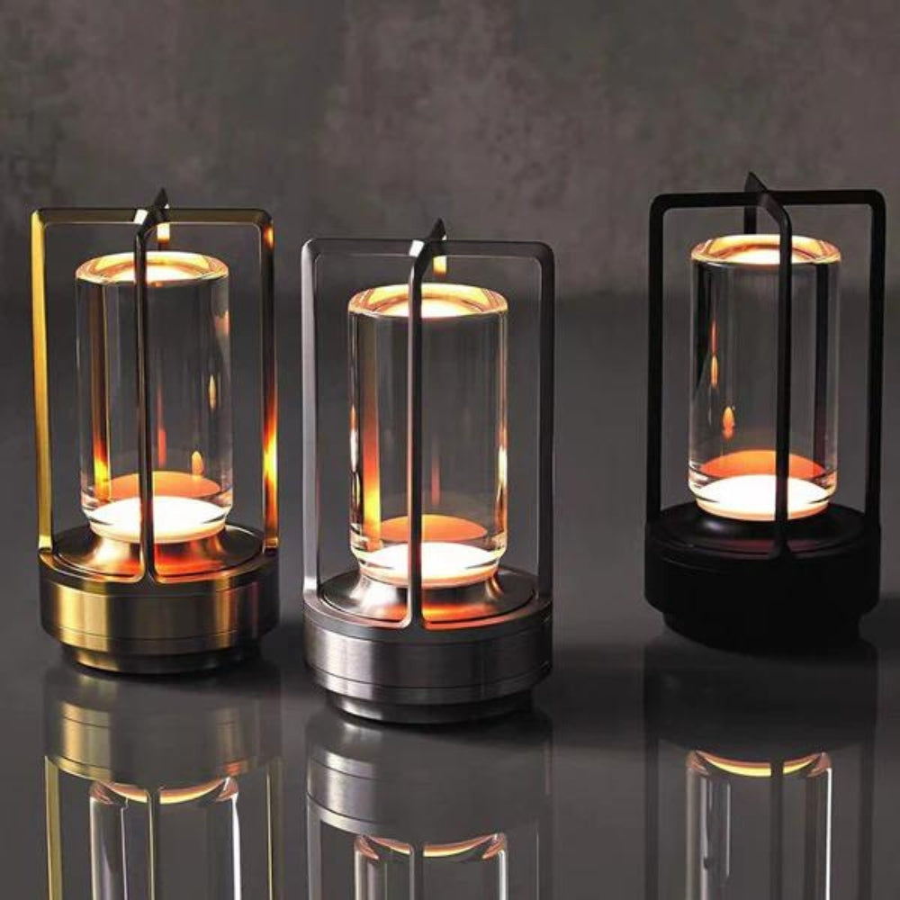 Casa Nordic | Crystal Lantern Table Lamp with Adjustable Brightness | Stylish Portable Lighting for Home & Outdoor