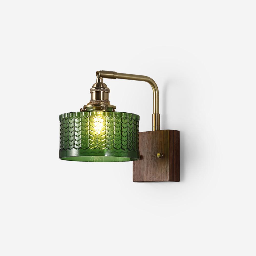Sconce Fixture with Tinted Globe Shade – Wood & Metal Construction for Bathroom Vanity Bedroom Hallway – 9.4 Inch Diameter – Damp Location S