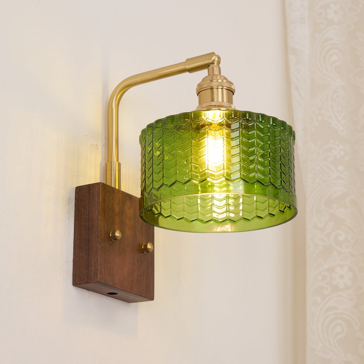 Sconce Fixture with Tinted Globe Shade – Wood & Metal Construction for Bathroom Vanity Bedroom Hallway – 9.4 Inch Diameter – Damp Location S