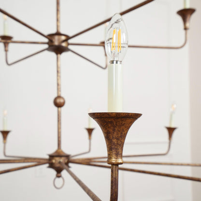 Multi-Arm Statement Chandelier for Foyer and Dining Rooms 63 in Adjustable Height Brass Bronze Metal Ceiling Light Large Interior Fixture fo