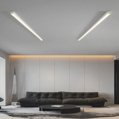 LED Flush Mount Ceiling Light Bar Iron 24 Inch Linear Strip Fixture Black White for Living Room Bedroom Hallway Kitchen Office Contemporary
