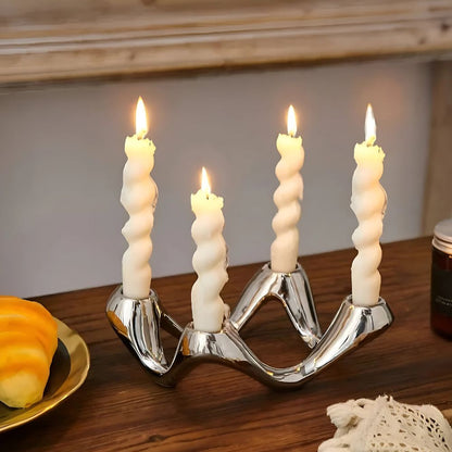 Celestia Ripple Candle Holder - Ceramic Sculptural Design, Modern Accent