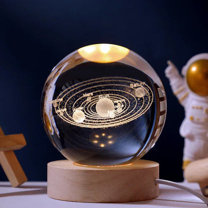 Ortekor CelestialGlow | LED Night Light Sphere with 3D Space Engravings | Enchanting Glow for Magical Ambiance
