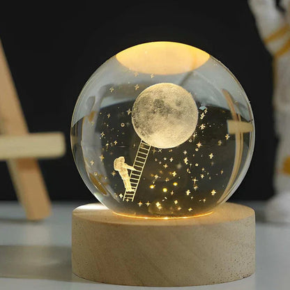 Ortekor CelestialGlow | LED Night Light Sphere with 3D Space Engravings | Enchanting Glow for Magical Ambiance