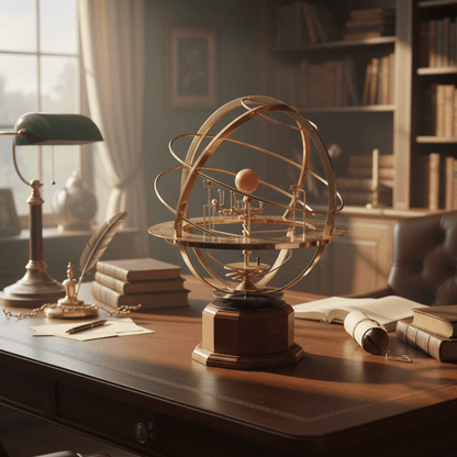 Celestial Brass | Solar System Orrery with Manual Rotation | Elegant Desktop Model for Educational Display