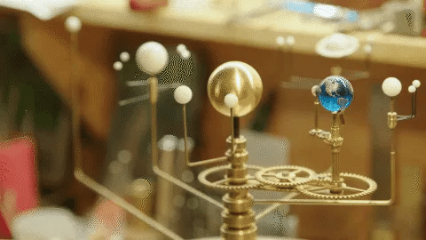 Celestial Brass | Solar System Orrery with Manual Rotation | Elegant Desktop Model for Educational Display