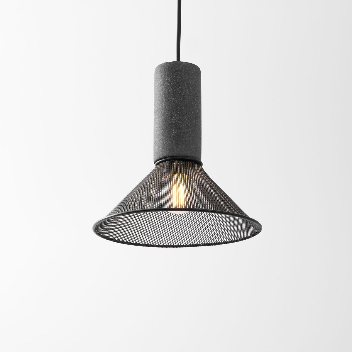 Industrial Concrete Hanging Light Fixture with Metal Accent for Dining Room, Kitchen Island & Bedroom – Adjustable Cord, E26 Socket, Modern
