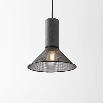 Industrial Concrete Hanging Light Fixture with Metal Accent for Dining Room, Kitchen Island & Bedroom – Adjustable Cord, E26 Socket, Modern