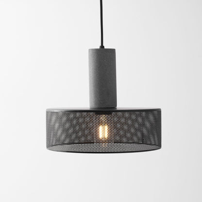 Industrial Concrete Hanging Light Fixture with Metal Accent for Dining Room, Kitchen Island & Bedroom – Adjustable Cord, E26 Socket, Modern