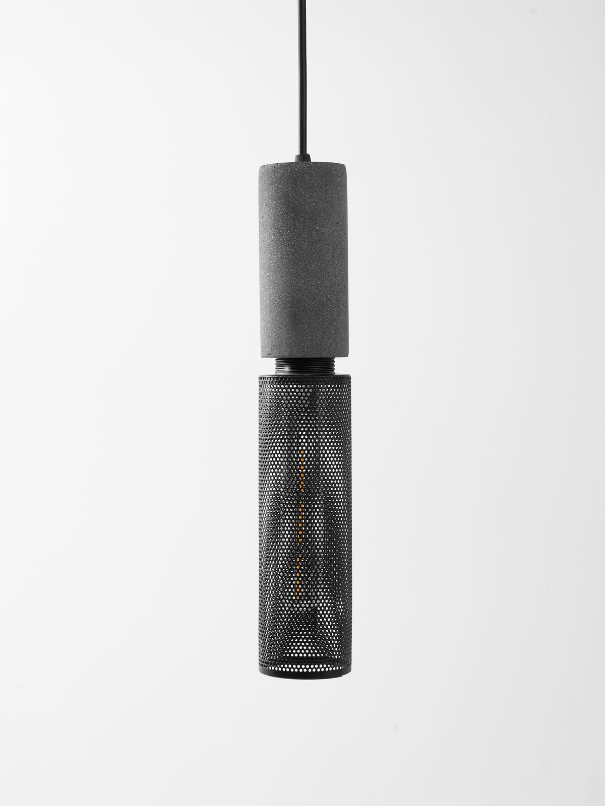 Industrial Concrete Hanging Light Fixture with Metal Accent for Dining Room, Kitchen Island & Bedroom – Adjustable Cord, E26 Socket, Modern