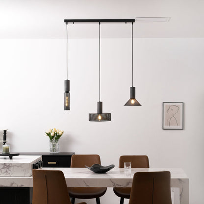 Industrial Concrete Hanging Light Fixture with Metal Accent for Dining Room, Kitchen Island & Bedroom – Adjustable Cord, E26 Socket, Modern