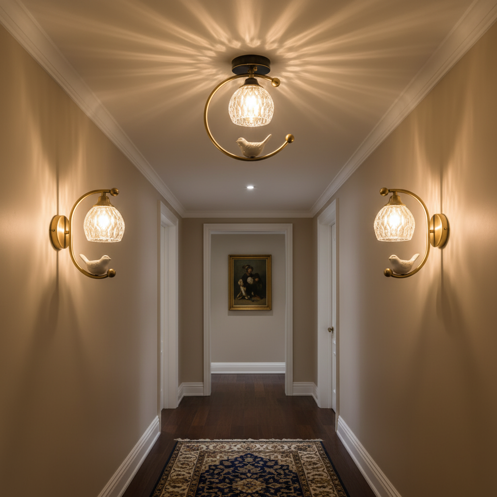 AvianGlow | Charming Elegant Ceramic Ceiling Light Fixture