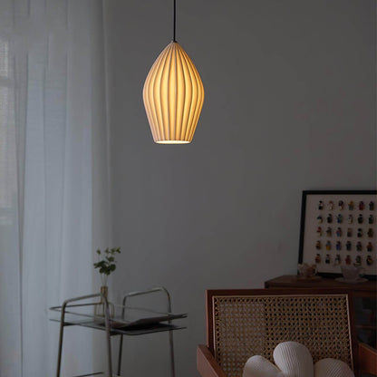 Ceramic Hanging Light Fixture White Ribbed Shade E14 Socket for Kitchen Island Dining Room Table Ceiling Adjustable Cord