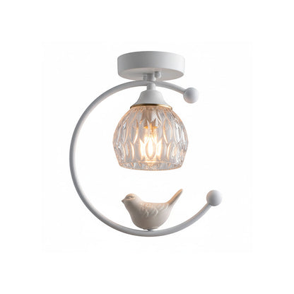 Decorative Bird Pendant Light with Brass Frame & Glass Shade for Bedroom, Dining Room & Living Room | Indoor Hanging Fixture 9 in × 11 in
