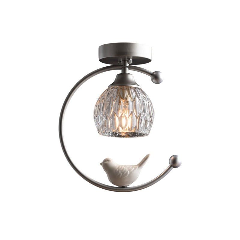 Decorative Bird Pendant Light with Brass Frame & Glass Shade for Bedroom, Dining Room & Living Room | Indoor Hanging Fixture 9 in × 11 in
