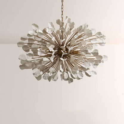 Ceramic Leaf Chandelier | Modern Ceiling Light with Adjustable Height | Elegant Illumination for Dining Rooms and Living Spaces