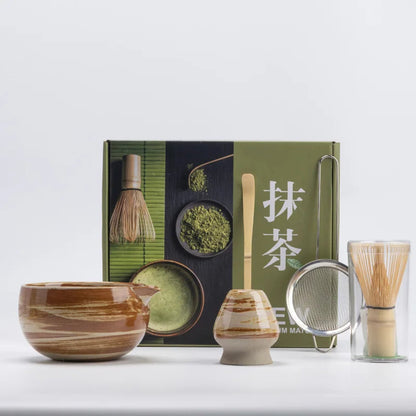 Ceramic Matcha Set | 5-Piece Matcha Tea Set with Bamboo Whisk & Bowl | Perfect for Authentic Tea Preparation