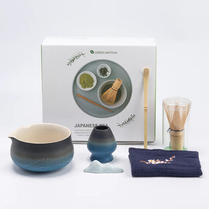 Ceramic Matcha Tea Set with Bamboo Whisk & Strainer | Traditional Japanese Tools for Authentic Tea Preparation