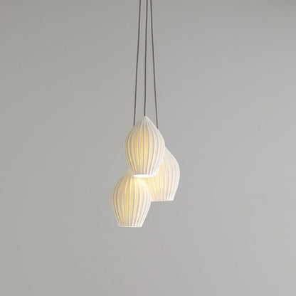 Ceramic Hanging Light Fixture White Ribbed Shade E14 Socket for Kitchen Island Dining Room Table Ceiling Adjustable Cord