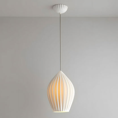 Ceramic Hanging Light Fixture White Ribbed Shade E14 Socket for Kitchen Island Dining Room Table Ceiling Adjustable Cord