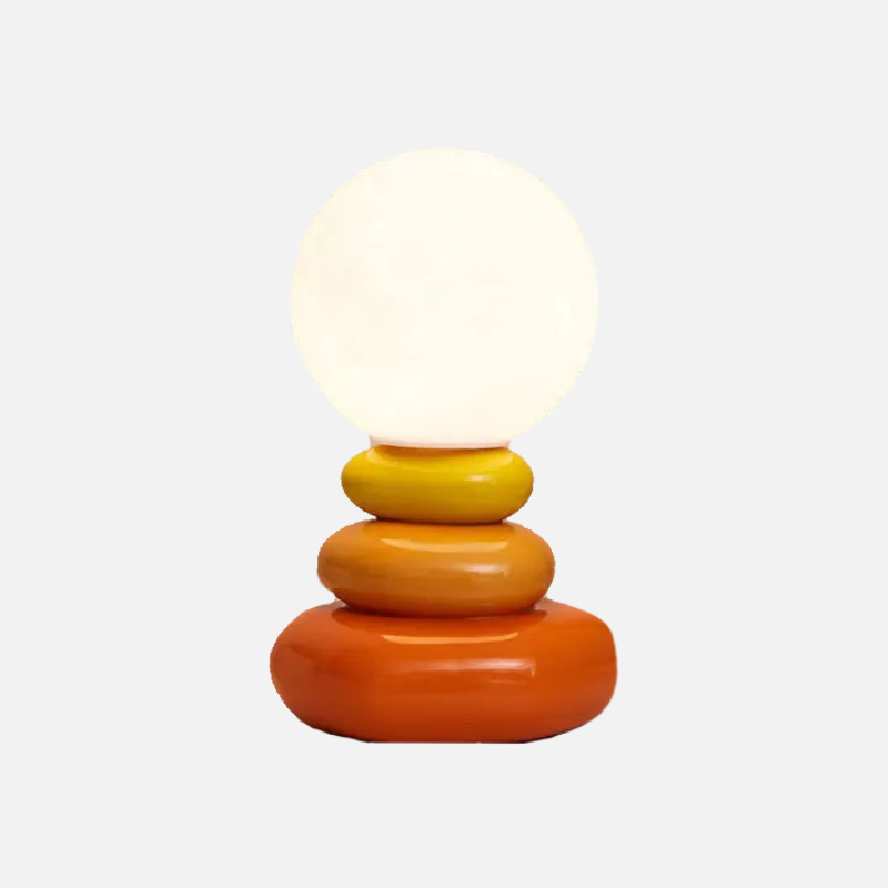 Ceramic Table Lamp with 3D Printed Lunar Shade – Blue, Orange, Gray, Touch-Sensitive for Bedside or Desk Use
