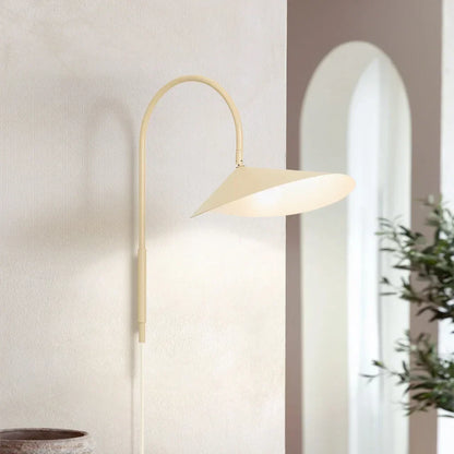 Swing-Arm Sconce with Leaf Shade for Bedroom & Study – Directional Reading Light, Rotatable Design, Metal Construction – Black or Cashmere F