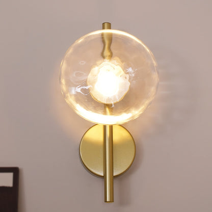 Modern Glass Sconce Light for Bedroom Hallway | Textured LED Wall Fixture Black or Gold Finish | Indoor Ambient Lighting