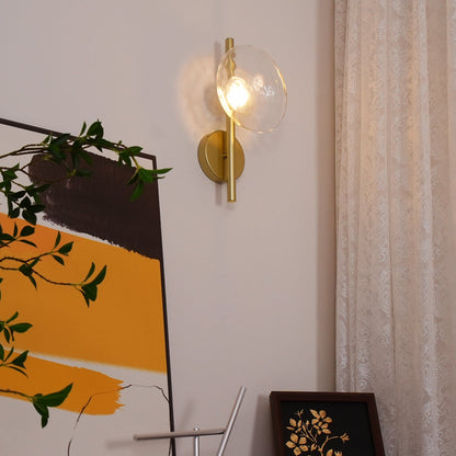 Modern Glass Sconce Light for Bedroom Hallway | Textured LED Wall Fixture Black or Gold Finish | Indoor Ambient Lighting