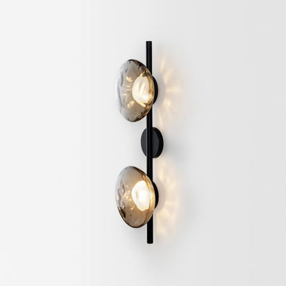 Modern Glass Sconce Light for Bedroom Hallway | Textured LED Wall Fixture Black or Gold Finish | Indoor Ambient Lighting