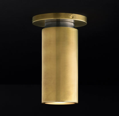 Compact Ceiling Mount Light Fixture Brass Construction Dimmable GU10 Socket Damp Rated for Bathroom Hallway Entry Closet Kitchen