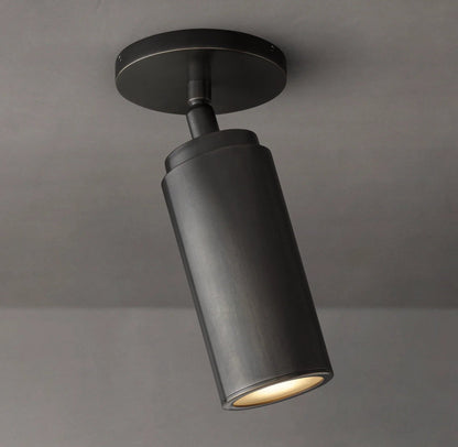 Compact Brass Ceiling Light Fixture 9 Inches Tall Hardwired Small Flush Mount for Hallway Entryway Bedroom Bathroom Closet GU10 Bulb Base