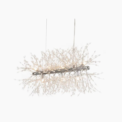 Sparkling Glass Crystal Ceiling Fixture Multi-Head Round & Rectangular LED Overhead Lighting for Dining Room Living Room Entry Hall Foyer Be