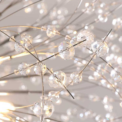 Sparkling Glass Crystal Ceiling Fixture Multi-Head Round & Rectangular LED Overhead Lighting for Dining Room Living Room Entry Hall Foyer Be